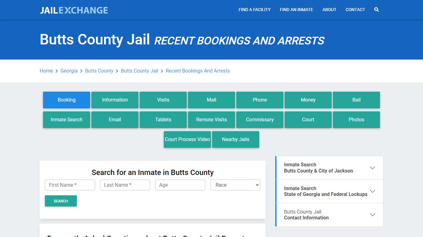 Butts County Jail Recent Bookings And Arrests - Jail Exchange