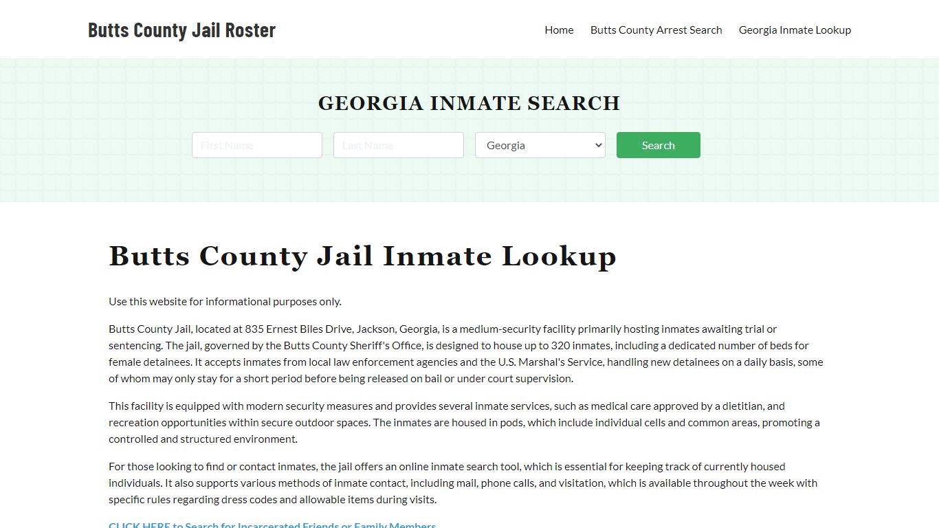 Butts County Jail Roster Lookup, GA, Inmate Search